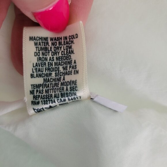 Bella Dahl Girl White Button-Down Blouse Top Girls Size 14 Fringed Hem - Picture 7 of 7